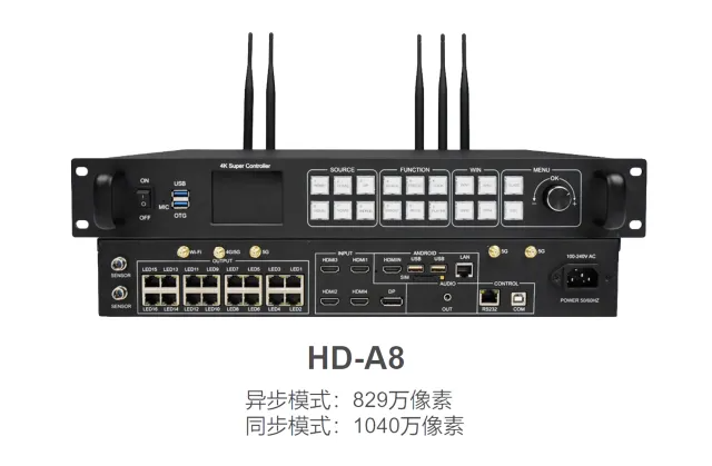 HUIDU HD-A8 fuldfarve 4K synkron og asynkron Led Screen Player 4K Multimedia Player
