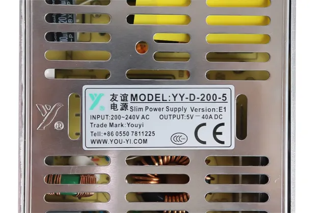 Youyi YY-D-200-5 5V40A 200W LED-strømforsyning